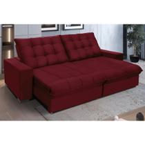 Sofá Retrátil E Reclinável 2,70m Suede Califórnia Vinho Sofá Retrátil E Reclinável 2,70m Suede Califórnia Vinho