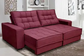 Sofá Retrátil e Reclinável 2,70m Suede Coliseu Vinho