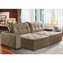 Sofá Retrátil e Reclinável 2,70m Suede Hollywood Marrom Castor