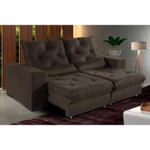 Sofá Retrátil e Reclinável 2,70m Suede Isis Terracota