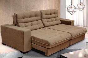 Sofá Retrátil e Reclinável 2,70m Suede New California Marrom Castor Sofá Retrátil e Reclinável 2,70m Suede New California Marrom Castor