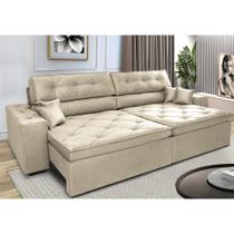 Sofá Retrátil e Reclinável 2,72m com Molas Cama inBox Estilo Suede Velusoft Bege Sofá Retrátil e Reclinável 2,72m com Molas Cama inBox Estilo Suede Velusoft Bege