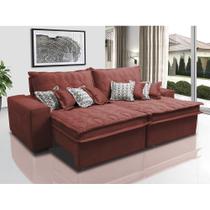 Sofá Retrátil e Reclinável 2,72m com Molas Ensacadas Cama Inbox Supreme Tecido Suede Vermelho Sofá Retrátil e Reclinável 2,72m com Molas Ensacadas Cama Inbox Supreme Tecido Suede Vermelho