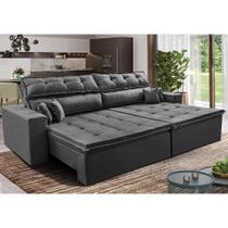 Sofá Retrátil e Reclinável 2,72m Luxos Cama inBox Velusoft Cinza Sofá Retrátil e Reclinável 2,72m Luxos Cama inBox Velusoft Cinza