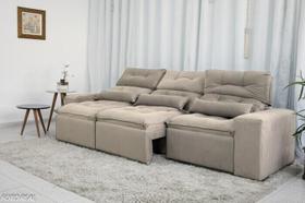 Sofá Retrátil e Reclinável 2,75m C/ 05 Lugares em Tecido Suede Bege - Veneza Estofados