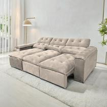 Sofá Retrátil e Reclinável 2,75m em Tecido Veludão Com Pillow nos Braços Montagem Inclusa