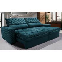 Sofá Retrátil e Reclinável 2,75m Molas Ensacadas Cama inBox Spazus com Bordado 3D Velusoft Petróleo Sofá Retrátil e Reclinável 2,75m Molas Ensacadas Cama inBox Spazus com Bordado 3D Velusoft Petróleo