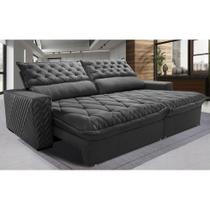 Sofá Retrátil e Reclinável 2,75m Molas Ensacadas Cama inBox Spazus. com Bordado 3D Velusoft