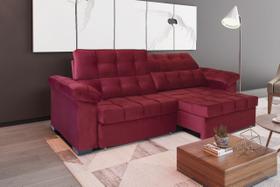 Sofá Retrátil e Reclinável 290 cm Espanhol Veludo Bordô Chamby Móveis Sofá Retrátil e Reclinável 290 cm Espanhol Veludo Bordô Chamby Móveis