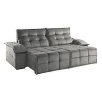 Sofá Retrátil e Reclinável 290cm M-122 - Veludo Cinza