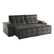 Sofá Retrátil e Reclinável 290cm M-122 - Veludo Grafite