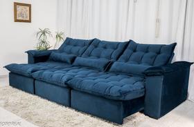 Sofá Retrátil e Reclinável 2,90m em Tecido Veludo C/ Pillow nos Braços e Molas Ensacadas Bonel/D33