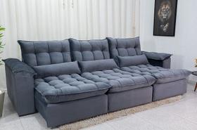 Sofá Retrátil e Reclinável 2,90m em Tecido Veludo C/ Pillow nos Braços e Molas Ensacadas Bonel/D33