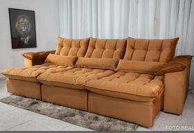 Sofá Retrátil e Reclinável 2,90m em Tecido Veludo C/ Pillow nos Braços e Molas Ensacadas Bonel/D33