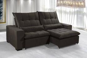 Sofá Retrátil e Reclinável 2,90m ESTILO ESTOFADOS - ELLOA com Velusoft D33 "MARROM" Sofá Retrátil e Reclinável 2,90m ESTILO ESTOFADOS - ELLOA com Velusoft D33 "MARROM"