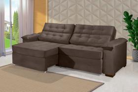 Sofá Retrátil e Reclinável 2,90m ESTILO ESTOFADOS - PARIS 2 módulos com Velusoft D33 "MARROM"