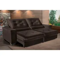 Sofá Retrátil e Reclinável 2,90m Molas Ensacadas Pillow Top Suede Cancún Café Sofá Casa