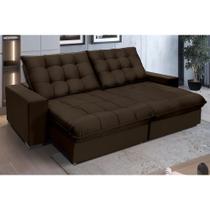 Sofá Retrátil E Reclinável 2,90m Suede Califórnia Marrom Café Sofá Retrátil E Reclinável 2,90m Suede Califórnia Marrom Café