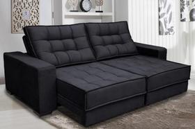 Sofá Retrátil e Reclinável 2,90m Suede Coliseu Preto