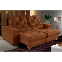Sofá Retrátil e Reclinável 2,90m Suede Isis Marrom Castor