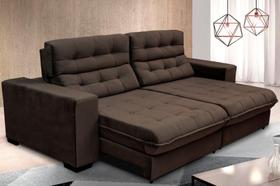 Sofá Retrátil e Reclinável 2,90m Suede New California Marrom Café