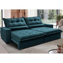 Sofa Retrátil e Reclinável 2,92m com Molas Ensacadas Cama inBox Soft Tecido Velusoft Petróleo Sofa Retrátil e Reclinável 2,92m com Molas Ensacadas Cama inBox Soft Tecido Velusoft Petróleo