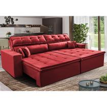 Sofá Retrátil e Reclinável 2,92m Luxos Cama inBox Velusoft Vermelho