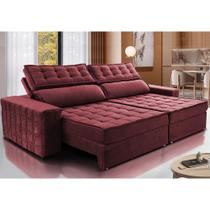Sofá Retrátil e Reclinável 2,95m Cama inBox Big Star com SoftGelD40 Velupluma Vinho