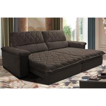 Sofá Retrátil e Reclinável 2,95m Molas Ensacadas Cama inBox Big Home com Bordado 3D Velusoft Café Sofá Retrátil e Reclinável 2,95m Molas Ensacadas Cama inBox Big Home com Bordado 3D Velusoft Café