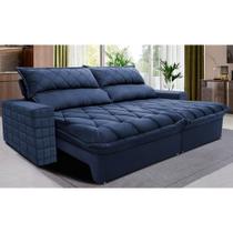 Sofá Retrátil e Reclinável 2,95m Molas Ensacadas Cama inBox Elegance com ThermoGel Velusoft Azul Sofá Retrátil e Reclinável 2,95m Molas Ensacadas Cama inBox Elegance com ThermoGel Velusoft Azul