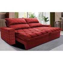 Sofá Retrátil e Reclinável 2,95m Molas Ensacadas Cama inBox Elegance com ThermoGel Velusoft Vermelho Sofá Retrátil e Reclinável 2,95m Molas Ensacadas Cama inBox Elegance com ThermoGel Velusoft Vermelho