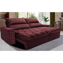 Sofá Retrátil e Reclinável 2,95m Molas Ensacadas Cama inBox Elegance com ThermoGel Velusoft Vinho Sofá Retrátil e Reclinável 2,95m Molas Ensacadas Cama inBox Elegance com ThermoGel Velusoft Vinho