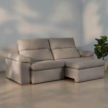 Sofá Retrátil e Reclinável 3 Assentos Tecido Bege Botero 230cm CabeCasa MadeiraOriginals