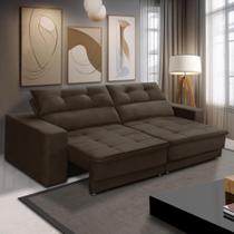 Sofá Retrátil e Reclinável 3 lugares 1,90m com Molas Emily Suede Marrom Adonai Estofados Sofá Retrátil e Reclinável 3 lugares 1,90m com Molas Emily Suede Marrom Adonai Estofados