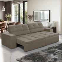 Sofá Retrátil e Reclinável 3 lugares 1,90m com Molas Stella Suede Capuccino Adonai Estofados