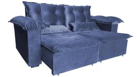 Sofá retrátil e reclinável 3 lugares 2 metros pillow top fibra siliconada - Cinza