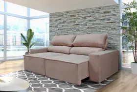 Sofá Retrátil e Reclinável 3 Lugares 2,00m Espuma D28 Capuccino