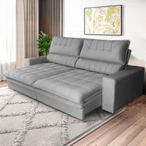 Sofá Retrátil e Reclinável 3 Lugares 210cm em Veludo Grafite Gold Star