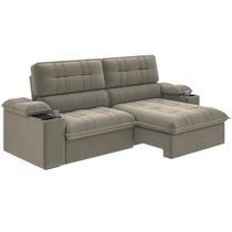 Sofá Retrátil e Reclinável 3 Lugares 2,10m c/ Porta Copos Slim Stanley