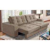 Sofá Retrátil e Reclinável 3 lugares 2,10m com Molas Marcela Suede Cappuccino Adonai Estofados Sofá Retrátil e Reclinável 3 lugares 2,10m com Molas Marcela Suede Cappuccino Adonai Estofados