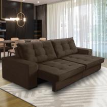 Sofá Retrátil e Reclinável 3 lugares 2,10m com Molas Marcela Suede Marrom Adonai Estofados Sofá Retrátil e Reclinável 3 lugares 2,10m com Molas Marcela Suede Marrom Adonai Estofados