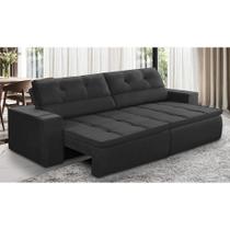Sofá Retrátil e Reclinável 3 lugares 2,10m com Molas Stella Suede Preto Adonai Estofados