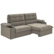 Sofá Retrátil E Reclinável 3 Lugares 2,10m Com Porta Copos Slim Stanley Castor