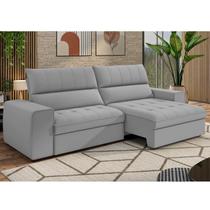 Sofá Retrátil e Reclinável 3 Lugares 211cm Barcelona Cinza Sofá Retrátil e Reclinável 3 Lugares 211cm Barcelona Cinza