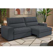Sofá Retrátil e Reclinável 3 Lugares 211cm Barcelona Cinza Grafite Sofá Retrátil e Reclinável 3 Lugares 211cm Barcelona Cinza Grafite
