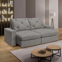 Sofá Retrátil e Reclinável 3 Lugares 220cm Pillow Top e Pés em Madeira Maciça Mônaco