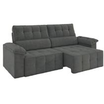Sofá Retrátil e Reclinável 3 Lugares 2,20m Veludo Santorini Cinza Luizzi