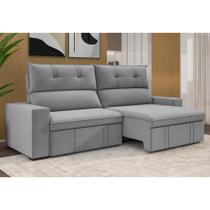 Sofá Retrátil E Reclinável 3 Lugares 230cm Multimóveis CR45337 Cinza Sofá Retrátil E Reclinável 3 Lugares 230cm Multimóveis CR45337 Cinza
