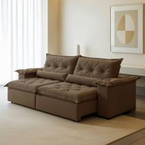 Sofá Retrátil e Reclinável 3 Lugares 230cm Ouro Preto Sofá Retrátil e Reclinável 3 Lugares 230cm Ouro Preto