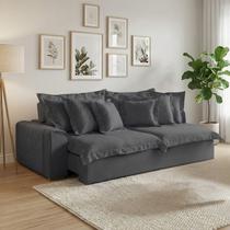 Sofá Retrátil e Reclinável 3 Lugares 230cm Veludo Zeus Yescasa Cinza Grafite